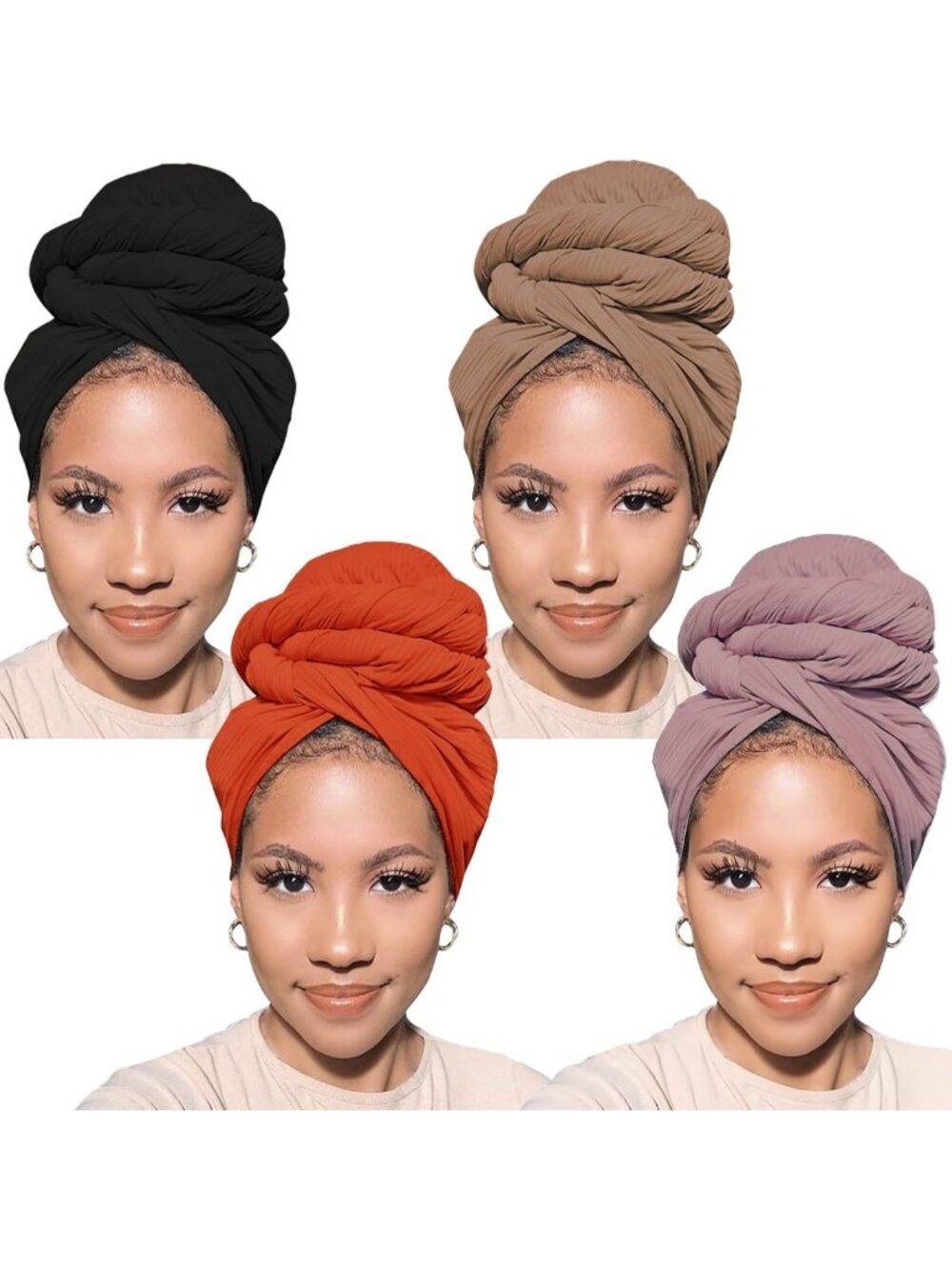 Lightweight African Head Wraps for Women | Long Plain Turban Hair Scarf